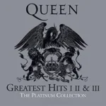 Diseño inspirado en la portada del box set Queen The Platinum Collection, con fondo negro y tipografía elegante